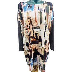 Isle by Melis Kozan  Artsy Long sleeve shirt Tunic dress Wearable Art L 3697